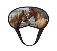Animals Embroidery Paintings Horses Sleep Mask for Men Women Blackout Eye Masks for Sleep, Relaxing Zero Pressure Night Blindfold Soft Breathable Eye Cover for Travel, Night Work, Nap, Office