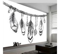 Animals Feathers Panoramic Wall Mural, Custom Photo Wallpaper - Bohemia Non-Woven Premium Fleece Large Wall Mural W250 x H175 cm for Living Room Bedroom Home Decoration