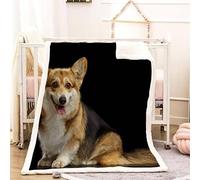 Animals Flannel Blanket Welsh Corgi Throws for Sofas, Soft Cosy Plush Throw, Lightweight Fluffy Blanket for Bed, 3D Print Design Throw Adults Kids Bedroom Decor 60x80inch