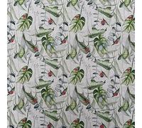 Animals Flowers Digital Printed Cotton Rich Linen Vintage Look Quilting Craft Project Cushion Curtain Furnishing Upholstery Home Fabric Material | 55" - 140 cm Wide (per Half Metre, Ladybird Monstera)
