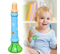 Animals for Kids 3-5 Small Wooden Trumpet Children's Toy Baby Plays Early Education Musical Instruments Hunger Hippo Game (Blue, 12x4)