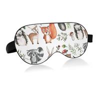 Animals Fox Owl Deer Rabbit Bear Hedgehog Herbs Adjustable Sleep Mask Lightweight Blindfold with Fashion Patterns Elastic Hidden Strap Relaxing Light Block 9.45 x 3.9 inch