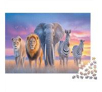 Animals Gather Together on The African Savanna Jigsaw Puzzles. 70x50cm/1000pcs Whimsical Challenge Toy for Educational Games Gifts