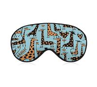 Animals Giraffe Sleeping Blindfold Mask Cute Eye Shade Cover with Adjustable Strap for Women Men Night