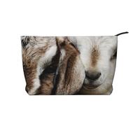 Animals Goat Corduroy Makeup Bag with Stylish and Durable Zipper Design