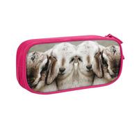 Animals Goat Large Capacity Double Layer Pencil Case,Customizable Full Print Polyester Fabric Organizer-School, Office, Travel Makeup Pouch