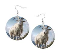 Animals Goat Prints Leather Round Earrings Pendant Stylish And Light Lightweight Dangle For Women Girls, One Size, Leather, No Gemstone