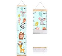 Animals Growth Chart for Kids, Baby Room Decor Height Chart, Canvas Height Measuring Rulers for Boys Girls with Hooks Wooden Frame (Animals 4)