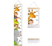 Animals Growth Chart for Kids, Baby Room Decor Height Chart, Canvas Height Measuring Rulers for Boys Girls with Hooks Wooden Frame (Animals 1)