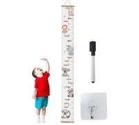 Animals Growth Chart - Kids Wood Frame Height Measuring Ruler | Fabric Canvas Removable Wall Hanging Nursery Bathroom Office Window Room Decoration Gift Milestonne Traacker