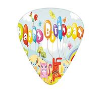 Animals Guitar Picks Picks 12 Pack with Thin Box,Farm Life Animals Balloons Rainbow Clouds Village Theme Party Fun Art Print,Special Guitar Plectrums Gift Set for Guitarist,Colorful