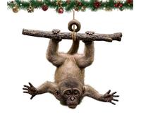 Animals Hanging Ornament, 8cm 2D Flat Acrylic Pendant, Funny Animal Christmas Tree Decoration With Rope Suitable For Christmas Party Decoration (Brown)