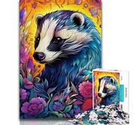Animals Honey Badger Jigsaw Puzzles for Teenagers 1000 Pieces,Learning Educational Toy for Is Ideal As A Gift for The Whole Family (38x26cm)