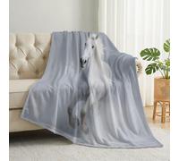 Animals Horse Lightweight Cozy Throw Blanket, White Printed Soft Warm Flannel Throws, Photography Minimalist Washable Fuzzy Blanket for Bedroom Living Rooms Chair Sofa Home Decor, 100 x 130 cm
