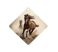 Animals Horse Running Car Air Freshener Hanging, Long Lasting Scented Car Aromatherapy Tablets, Rhombus Fragrance Scented Cards for Vehicles, Bedroom, Wardrobe Gray-style