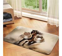 Animals Horse Running Dog Food Mats for Floors, 16x24 Inch Non-Slip Super Absorbent Pet Food Mat, Dishwasher Dog Mat for Food and Water, Cute Quick Dry Pet Feeding Mat for Dogs Puppy Cats