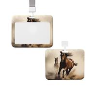 Animals Horse Running Id Badge Holder with Lanyard Waterproof Key Card Holder Case Id Card Protector with Clear Id Window Name Tags for Women Men Work Office Doctor Nurse