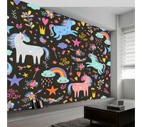 Animals Horses Rainbow Stars Non-Woven Wall Mural 400W x 280H cm, Cartoon Photo Wallpaper - Modern Walls Art Decoration Poster for Kids Room Bedroom Living Room, High-Definition Wall Mural Picture