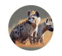 Animals Hyena Printed Gaming Mouse Pad 2 PCS, Round Non-Slip Rubber Base Laptop Mousepad Desk Mat for Gamer, Office, Home