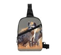 Animals Hyena Printed Sling Bag Gym Bags for Men Women, Foldable Sports Shoulder Chest Bag for Running Hiking Cycling Travel Work