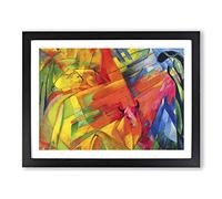 Animals In A Landscape By Franz Marc Classic Painting Framed Print | A2 Black Framed Wall Art | Ready to Hang | Classic Historical Picture | Living Room Bedroom Lounge Office