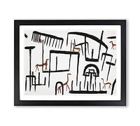 Animals In An Enclosure By Paul Klee Classic Painting Framed Print | A2 Black Framed Wall Art | Ready to Hang | Classic Historical Picture | Living Room Bedroom Lounge Office