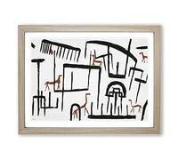 Animals In An Enclosure By Paul Klee Classic Painting Framed Print | A2 Oak Framed Wall Art | Ready to Hang | Classic Historical Picture | Living Room Bedroom Lounge Office
