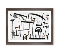 Animals In An Enclosure By Paul Klee Classic Painting Framed Print | A4 Walnut Framed Wall Art | Ready to Hang | Classic Historical Picture | Living Room Bedroom Lounge Office