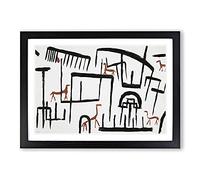 Animals in an Enclosure by Paul Klee Framed Print | A2 Black Framed Wall Art | Ready to Hang | Modern Nature Picture | Living Room Bedroom Lounge Office