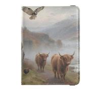 Animals in Misty Valley Leather Passport Holder for Travel Waterproof Travel Wallet for Men Business Trip