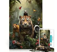 Animals in The Jungle Jigsaw for Teenagers 1000 Pieces Memory Fun Game Smooth Burr Free Surface Birthday Gift Brain Teaser Toy (50x75cm)