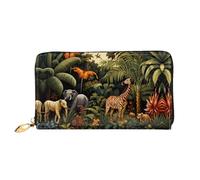 Animals In The Rainforest Pattern, Women'S Wallet, Long Clutch Wallet, Credit Card Holder Wallet, Travel Coin Purse, Black, One Size