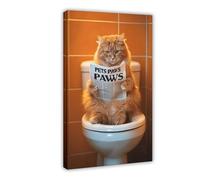 Animals in The Restroom, Cats Reading Newspapers And Posters Perfect for Living Rooms, Bedrooms, Corridors, And Offices1 Canvas Poster Wall Art Decor Print Picture Paintings for Living Room Bedroom De