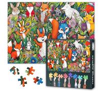 Animals Jigsaw Puzzle Happy Forest Paintings Puzzles Set 1000 Pieces Challenging Puzzle Game Cute Animal Party Painting Gifts A Party of Rabbits, Squirrels and Foxes 50 x 70 cm