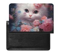 Animals Kitten Cat Flowers Passport Wallet Cute Passport Case with Card Slot Travel Passport Holder Cover