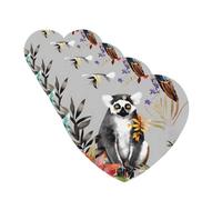 Animals Lemur Flowers Pattern Car Air Freshener Cards Set of 4 Pieces Long Lasting Hanging Scented Cards for Bedroom Wardrobe Car Aromatherapy Tablets for Men Women Rearview Mirror Pendant