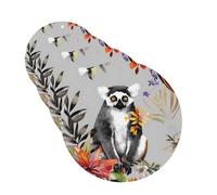 Animals Lemur Flowers Pattern Car Air Freshener Cards Set of 4 Pieces Long Lasting Hanging Scented Cards for Bedroom Wardrobe Car Aromatherapy Tablets for Men Women Rearview Mirror Pendant