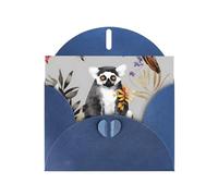 Animals Lemur Flowers Pattern Greeting Cards Blank Note Cards with Envelopes Happy Birthday Card Thank You Card Wedding Party Invitation Cards for All Occasions 4x6 Inch