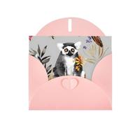 Animals Lemur Flowers Pattern Greeting Cards Blank Note Cards with Envelopes Happy Birthday Card Thank You Card Wedding Party Invitation Cards for All Occasions 4x6 Inch