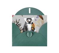 Animals Lemur Flowers Pattern Greeting Cards Blank Note Cards with Envelopes Happy Birthday Card Thank You Card Wedding Party Invitation Cards for All Occasions 4x6 Inch