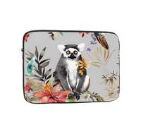 Animals Lemur Flowers Pattern Laptop Case 10 inch, Water Resistant Laptop Sleeve Shockproof Protective Traveling Computer Bag Portable Business Briefcase for Men Women