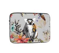 Animals Lemur Flowers Pattern Laptop Sleeve for Women Men, 15 Inch Waterproof Laptop Bag Lightweight Notebook Computer Cover Bag