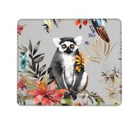Animals Lemur Flowers Pattern Mouse Pad Waterproof Gaming Mousepad for Office Computer Mousepads for Desk Pad with Non-Slip Rubber Base Washable Cloth Mouse Mat 8.3 x 10.3 in