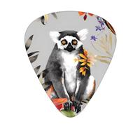 Animals Lemur Flowers Pattern Print Guitar Picks Personalized Novelty Guitar Plectrums For Electric Guitar Acoustic Guitar 12 Pack