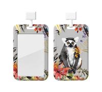 Animals Lemur Flowers Pattern Printed Card Badge Holder Id Badge Card Holder Badge Holders with Lanyards for Offices Staff Access Card Metro Card