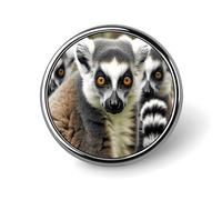 Animals Lemur Pattern Button Badge Classic Cute Brooches Fashion Round Badge Exquisite Metal Lapel Pin Personalized Pins Buttons for Clothing Backpack Hat Jackets Decoration