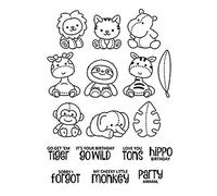 Animals Lion Zebra Hippo Monkey Cat Happy Birthday Go Wild Sentiments Greetings Transparent Silicone New Stamp for Card Making and DIY Scrapbooking Handmade Craft Paper Craft