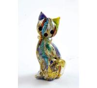 Animals made in Original Murano Glass cat with murrina and gold leaf 24 carats