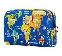 Animals MAPE of The World Cosmetic Bag for Women, Travel Toiletries Bags Large Makeup Handy Pouch Organiser Bag with Zipper