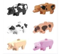 Animals Mini Figures Building Blocks Sets, 6 PCS Pig Model Set, Animal Minifigures Building Set for Adults Teens, Accessories DIY Building Set Compatible All Major Brands